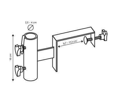 Platinum Balkonklem 7791, Top railing 18cm, Ø38mm