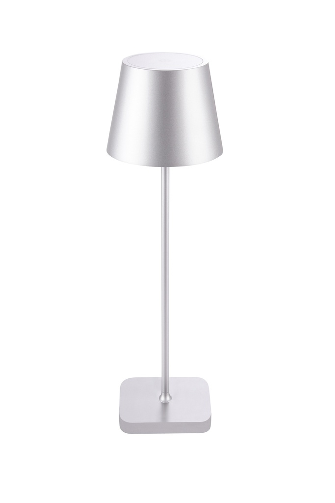 Glimm alu silver oplaadbare tafellamp mini